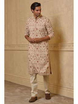 TASVA - Rust Floral Mandarin Neck Printed Kurta with Pyjama