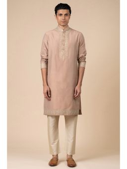 TASVA - Pink Embroidered Mandarin Neck Thread Work Kurta with Churidar