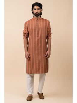 TASVA - Rust Printed Mandarin Neck Printed Kurta with Churidar