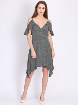 Dodo & Moa - Women Grey Checks Mini Dress