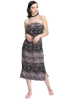 Dodo & Moa - Women Black Printed Midi Dress