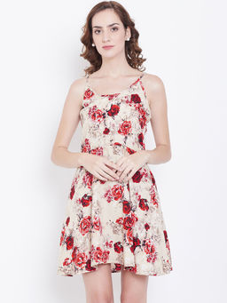 Dodo & Moa - Women Red Floral Mini Dress