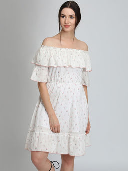 Dodo & Moa - Women White Floral Mini Dress