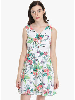 Dodo & Moa - Women White Printed Mini Dress