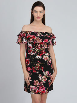 Dodo & Moa - Women Black Floral Mini Dress