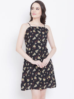 Dodo & Moa - Women Black Printed Mini Dress
