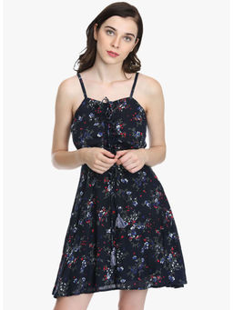 Dodo & Moa - Women Navy Blue Floral Mini Dress