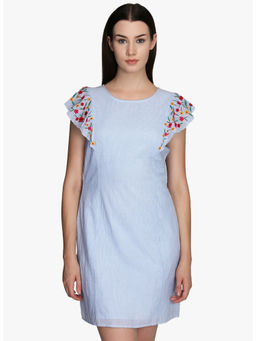 Dodo & Moa - Women Blue Embroidered Mini Dress