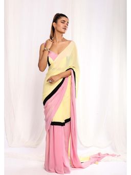 Ellemora - Blush and Buttercup Dawn Saree with Stitched Blouse with Stitched