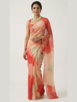 Ellemora - Coral Mist Saree with Stitched Blouse with Stitched