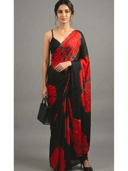 Ellemora - Crimson Storm Drape Saree with Stitched Blouse with Stitched
