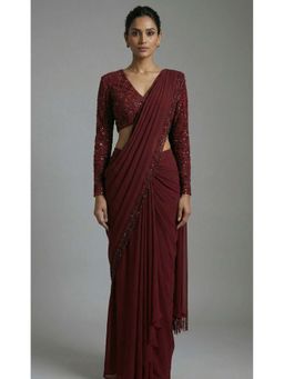 Ellemora - Ember Line Drape Saree with Stitched Blouse with Stitched