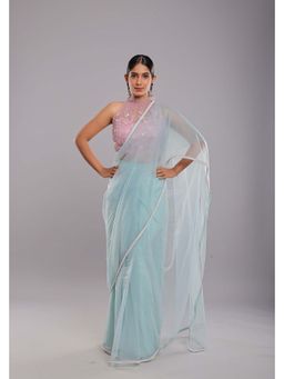 Ellemora - Glacial Beauty Handcrafted Saree with Stitched Blouse with Stitched