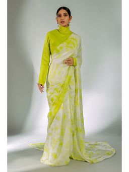 Ellemora - Lime Cloud Harmony Saree with Stitched Blouse with Stitched