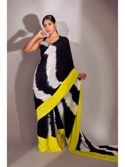 Ellemora - Lime Elegance Strip Saree with Stitched Blouse with Stitched
