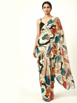 Ellemora - Silk Canvas Saree with Stitched Blouse with Stitched