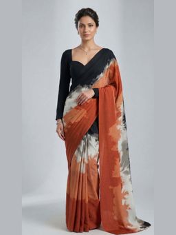 Ellemora - Shadow and Sand Saree with Stitched Blouse with Stitched