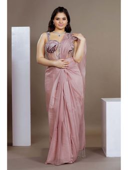 Ellemora - Mauve Corset Blouse Saree with Stitched Blouse with Stitched