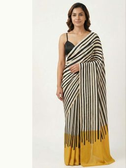 Ellemora - Monochrome Saree with Stitched Blouse with Stitched
