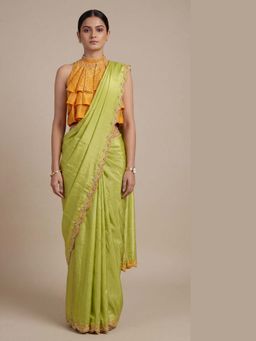 Ellemora - Royal Saffron Saree with Stitched Blouse with Stitched