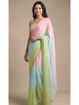 Ellemora - Pastel Prism Saree with Stitched Blouse with Stitched