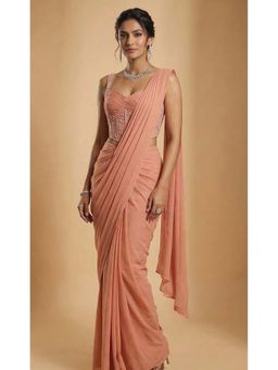 Ellemora - Peach Grace Drape Saree with Stitched Blouse with Stitched