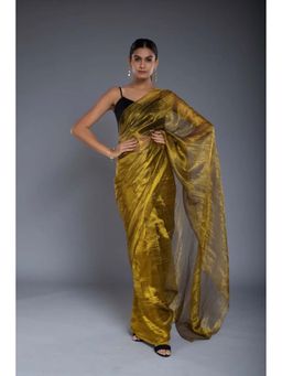 Ellemora - Rust Gold Saree with Stitched Blouse with Stitched