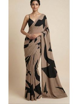 Ellemora - Sand and Stone Saree with Stitched Blouse with Stitched