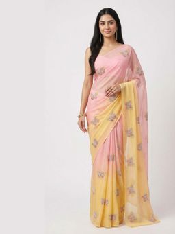 Ellemora - Sun Blush Drape Saree with Stitched Blouse with Stitched