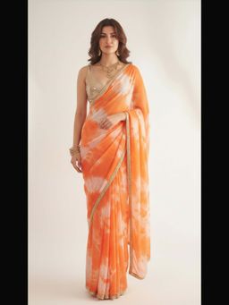 Ellemora - The Saffron Saree with Stitched Blouse with Stitched
