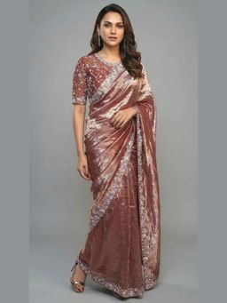 Ellemora - Vintage Glace Saree with Blouse and Jacket with Stitched