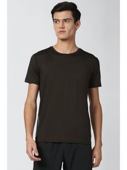 Peter England - Men Black Solid Crew Neck Round Neck T-Shirt