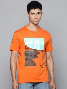 Levi's - Men Orange Crew Neck T-Shirt