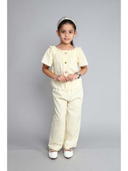 The Magic Wand - Cotton Solid Short Sleeves Co-Ord Set - Off White (Set of 2)