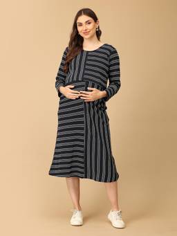 The Mom Store - Just My Stripe Maternity and Nursing Dress with Shrug