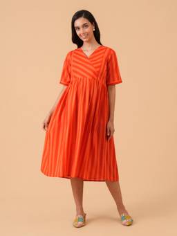 The Mom Store - Orange Wink Maternity and Nursing Dress