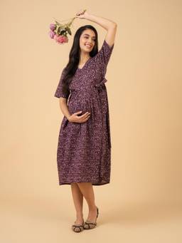 The Mom Store - Sleek Cabernet Maternity and Nursing Dress
