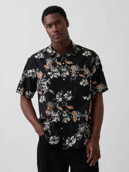 GAP - Men's Floral Print Relaxed Spread Collar Shirt