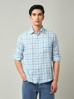 AD By Arvind - Windowpane Checked Slim Fit Twill Shirt