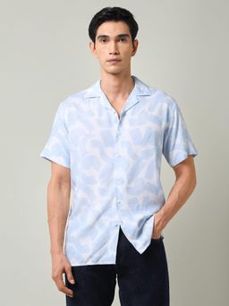 AD By Arvind - Blue Printed Slim Fit Shirt