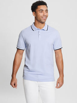 Guess - Blue Cotton Regular Fit Polo T-Shirt
