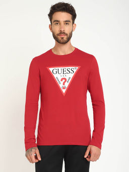 Guess - Red Cotton Slim Fit T-Shirt