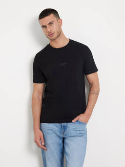Guess - Black Pure Cotton Regular Fit T-Shirt