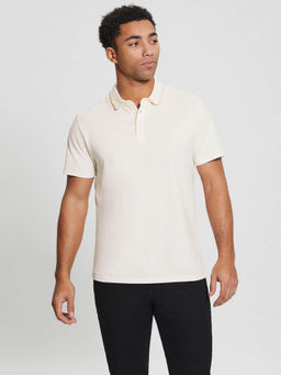 Guess - Cream Cotton Regular Fit Polo T-Shirt