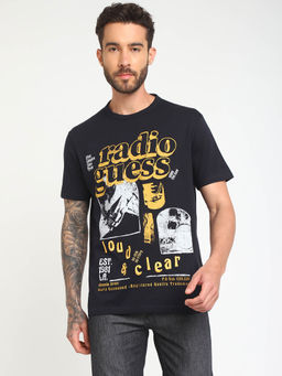 Guess - Blue Cotton Regular Fit T-Shirt