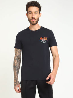 Guess - Blue Cotton Slim Fit T-Shirt