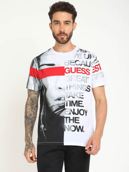Guess - White Cotton Regular Fit T-Shirt