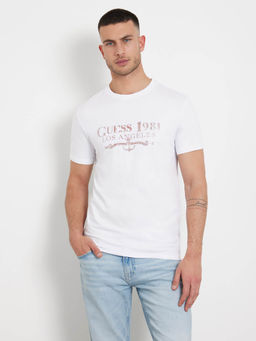 Guess - White Cotton Slim Fit T-Shirt