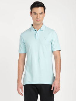 Guess - Turquoise Cotton Regular Fit Polo T-Shirt