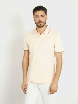 Guess - Peach Cotton Slim Fit Polo T-Shirt